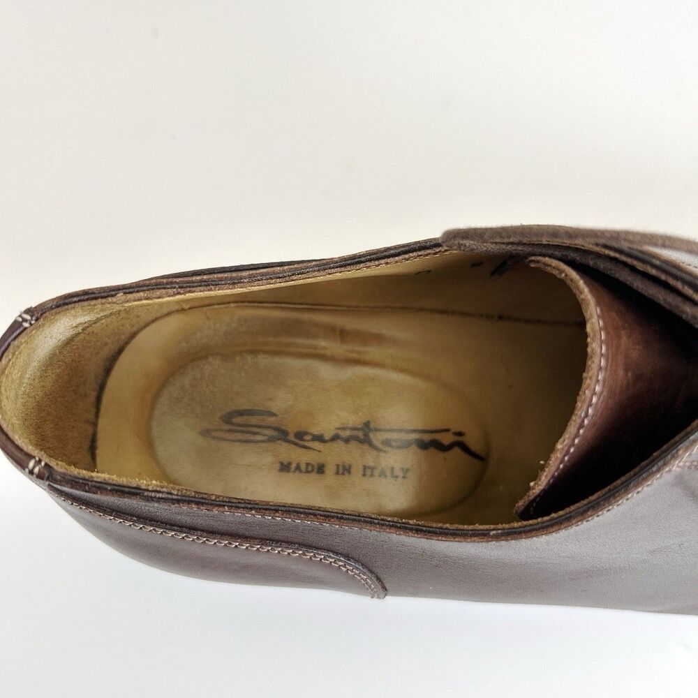 Santoni Pritchard Dress Shoes Mens Sz 9 D Apron Toe Lot Of 2 Black/Brown READ - Picture 5 of 16